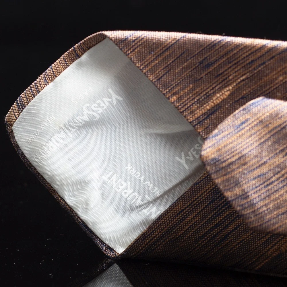 YSL Silk Tie | Iridescent Gold Textured Silk Necktie | Yves St. Laurent